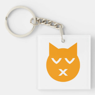 Kissing with Closed Eyes Emoji Cat Key Ring