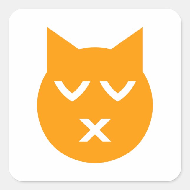 Kissing with Closed Eyes Emoji Cat Square Sticker (Front)