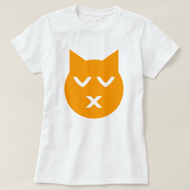 Kissing with Closed Eyes Emoji Cat T-Shirt (Design Front)