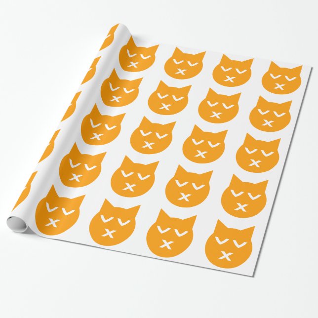 Kissing with Closed Eyes Emoji Cat Wrapping Paper (Unrolled)