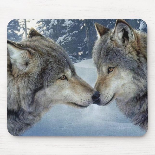 Kissing Wolves Mouse Mat (Front)