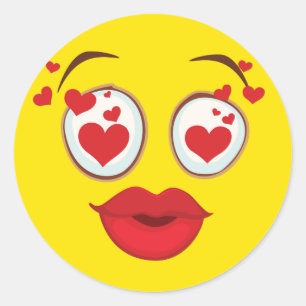 Kissing Yellow Face Classic Round Sticker
