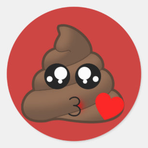 Kissy Face Love Poop Emoji Stickers (red)