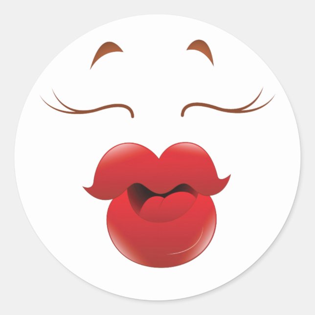 Kissy Face Woman Cartoon Classic Round Sticker (Front)
