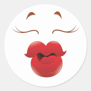 Kissy Face Woman Cartoon Classic Round Sticker
