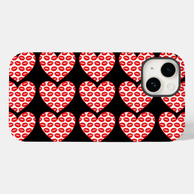 Kissy Lips Hearts Case-Mate iPhone Case (Back (Horizontal))