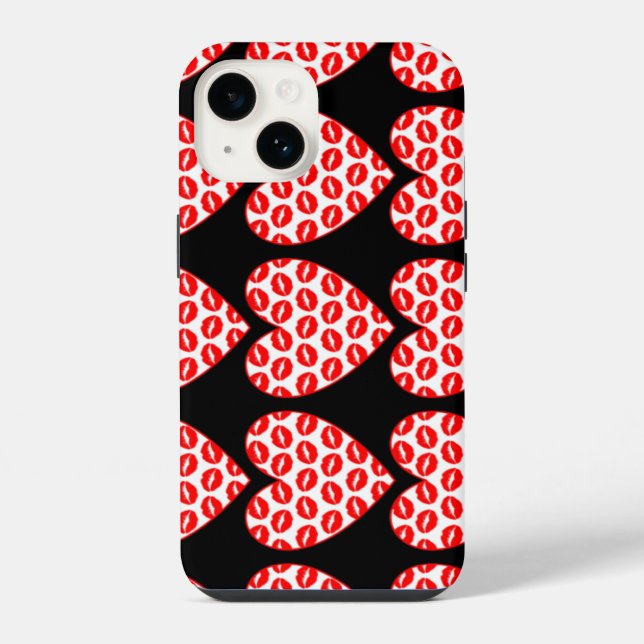 Kissy Lips Hearts iPhone Case (Back)