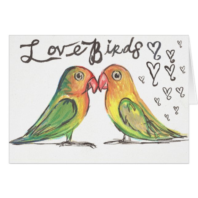 Kissy LoveBirds Card (Front Horizontal)