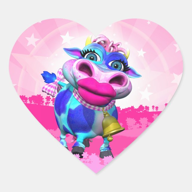 Kissy Moo Heart Stickers (Front)