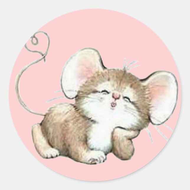 Kissy Mouse Classic Round Sticker (Front)