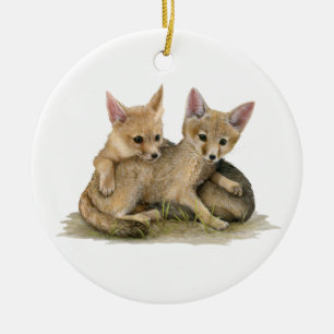 Kit Foxes Ceramic Ornament