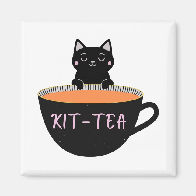 KIT-TEA BLACK CAT MAGNET (Front)