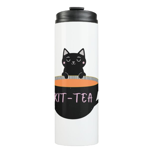 KIT-TEA BLACK CAT THERMAL TUMBLER (Front)
