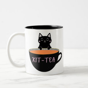 KIT-TEA BLACK CAT Two-Tone COFFEE MUG