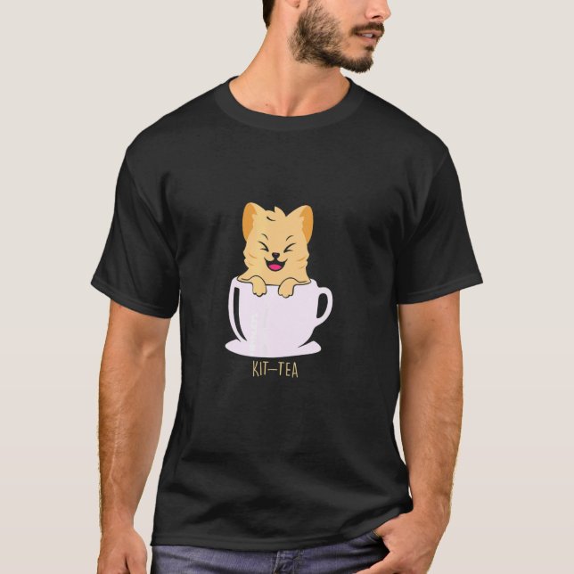 Kit Tea Cat Coffee Tea   T-Shirt (Front)