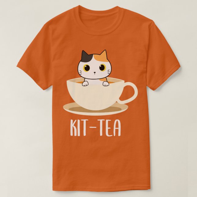 Kit Tea Cat Funny Cat Lover T-Shirt (Design Front)