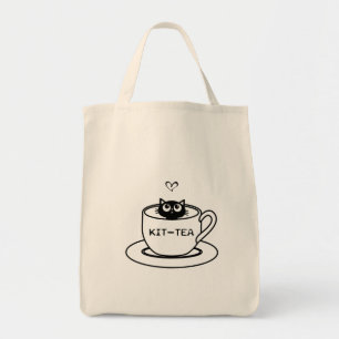 kit tea   cat lover design  tote bag