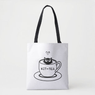 kit tea   cat lover design  tote bag
