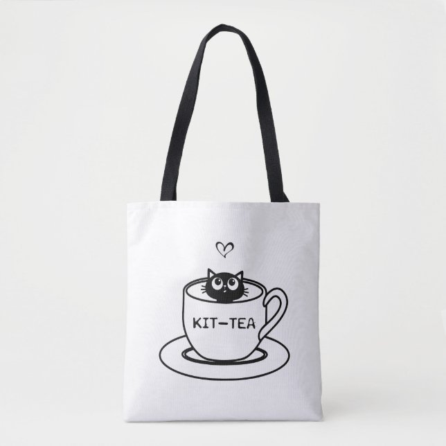 kit tea | cat lover design  tote bag (Front)