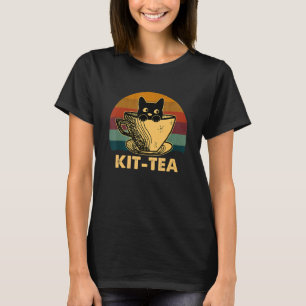 Kit Tea Cat  Vintage Cute And  Black Cat T-Shirt