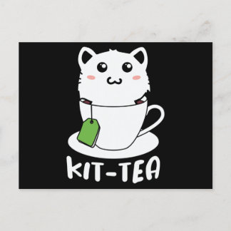Kit Tea Funny Cat Lovers Postcard