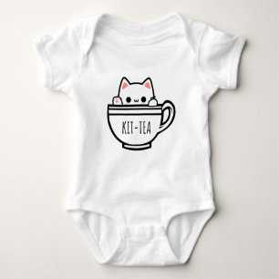 Kit Tea Funny Cat Pun Kawaii Cat Baby Bodysuit