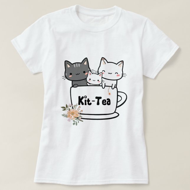 Kit Tea Funny Kitty Cat Lover Gifts Family Cats in T-Shirt (Design Front)