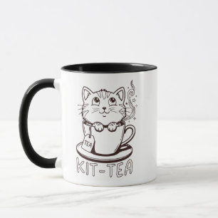 Kit-tea Funny Mug - Cat Pun Humour Gift Tea Cup