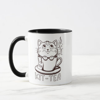 Kit-tea Funny Mug - Cat Pun Humour Gift Tea Cup