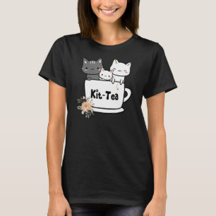 Kit Tea Kitty Cat Family Cats in Tea Cup T-Shirt