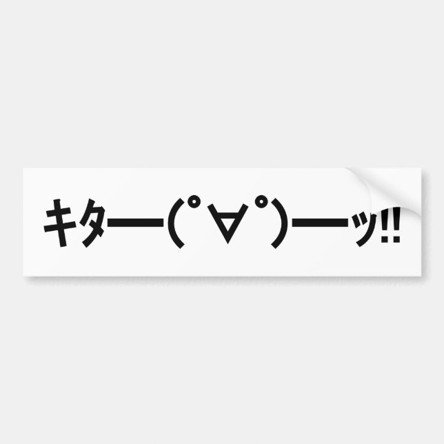 KITA!! Emoticon キタ━━━(゜∀゜)━━━ッ!! Japanese Kaomoji Bumper Sticker (Front)