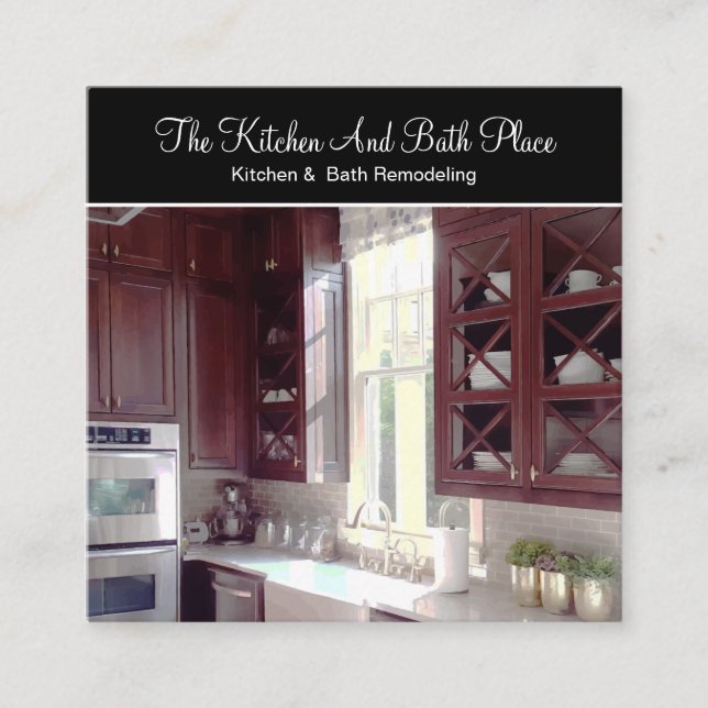 Kitchen And Bath Remodeling Square Business Card (Front)