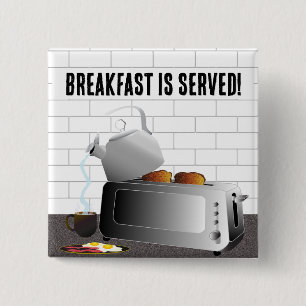 Kitchen Appliances Breakfast Funny 15 Cm Square Badge