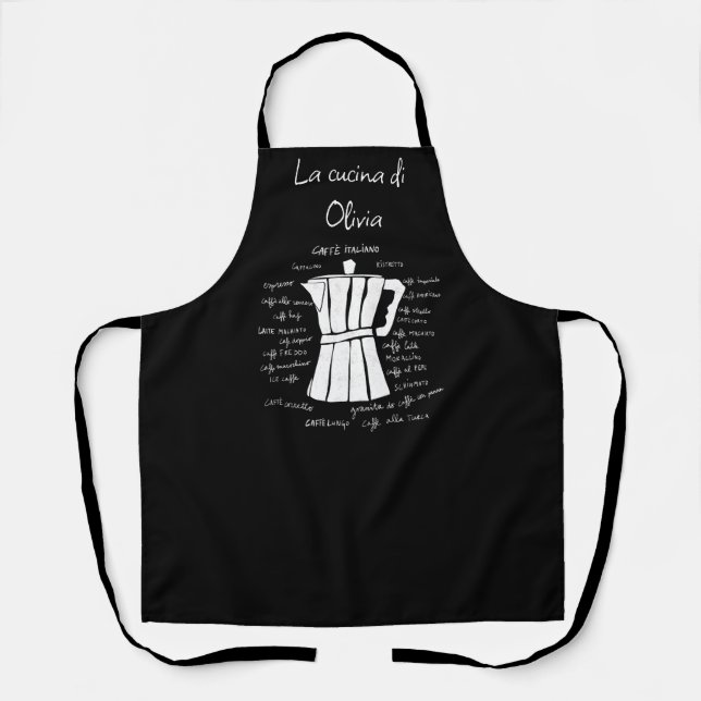 Kitchen art Italian Espresso coffee  black  Apron (Front)
