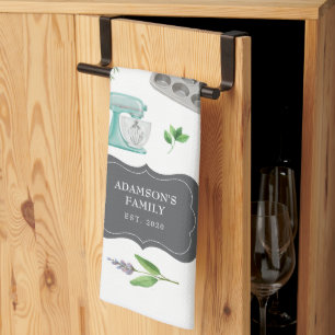 Kitchen Baking Supplies Monogram Customisable  Tea Towel