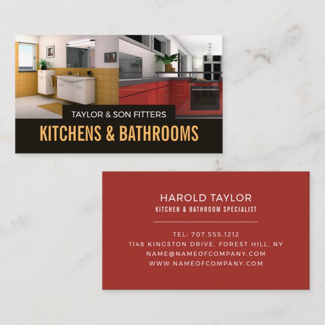 Kitchen & Bathroom Design, Kitchen/Bathroom Fitter Business Card (Front/Back)