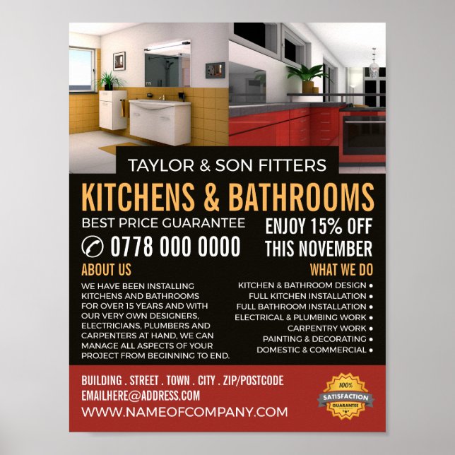 Kitchen & Bathroom Design, Kitchen/Bathroom Fitter Poster (Front)