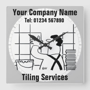 Kitchen & Bathroom Tiler Wall or Floor Tiling Square Wall Clock