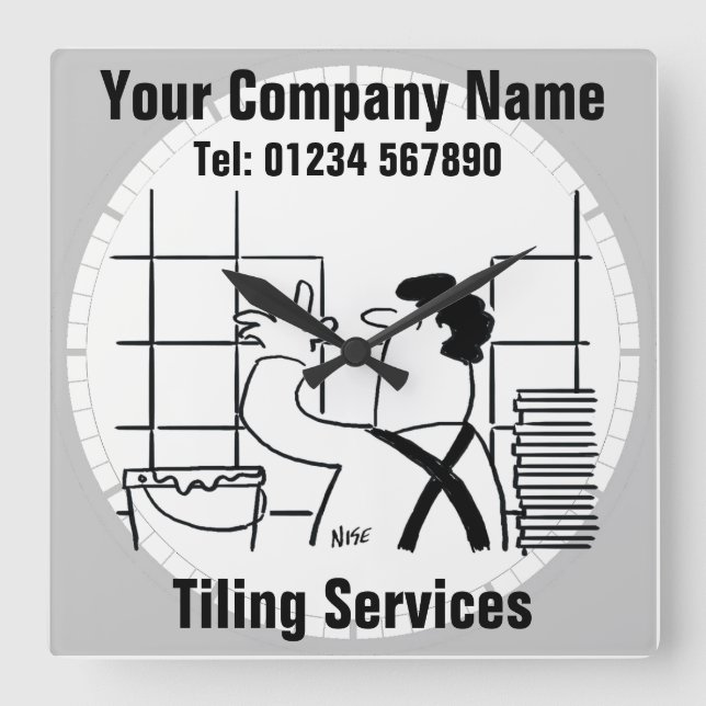 Kitchen & Bathroom Tiler Wall or Floor Tiling Square Wall Clock (Front)