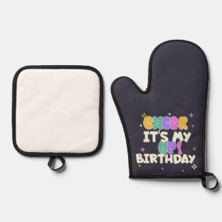 KITCHEN BIRTHDAY CHEER UP OVEN MITT AND POT HOLDER OVEN MITT & POT HOLDER SET