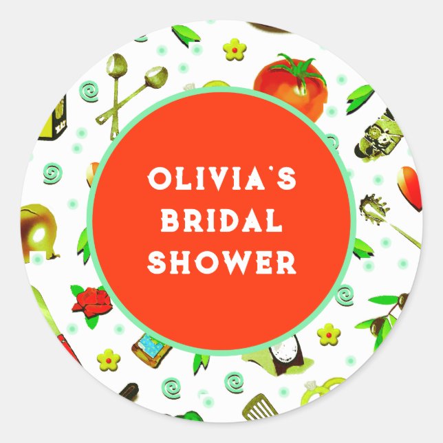 Kitchen Bridal Shower Classic Round Sticker (Front)