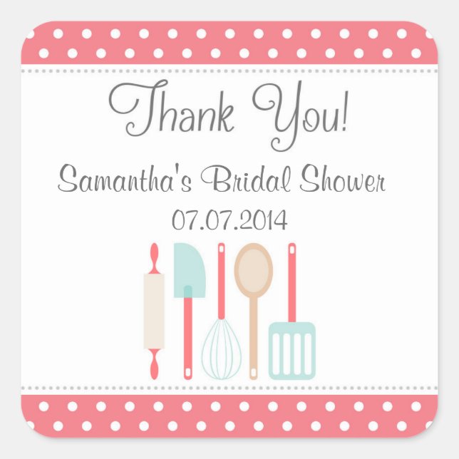 Kitchen Bridal Shower Thank You Stickers (Front)