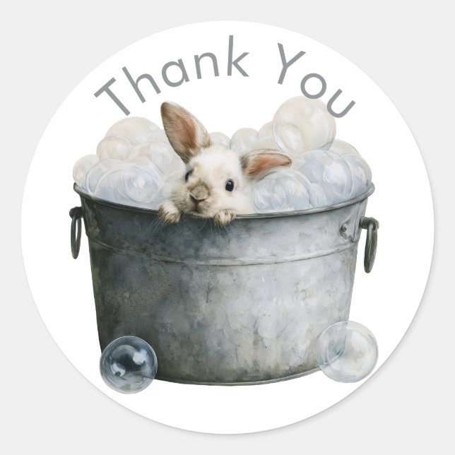 Kitchen Bunny Mischief 🐇 | Thank You Classic Round Sticker (Front)