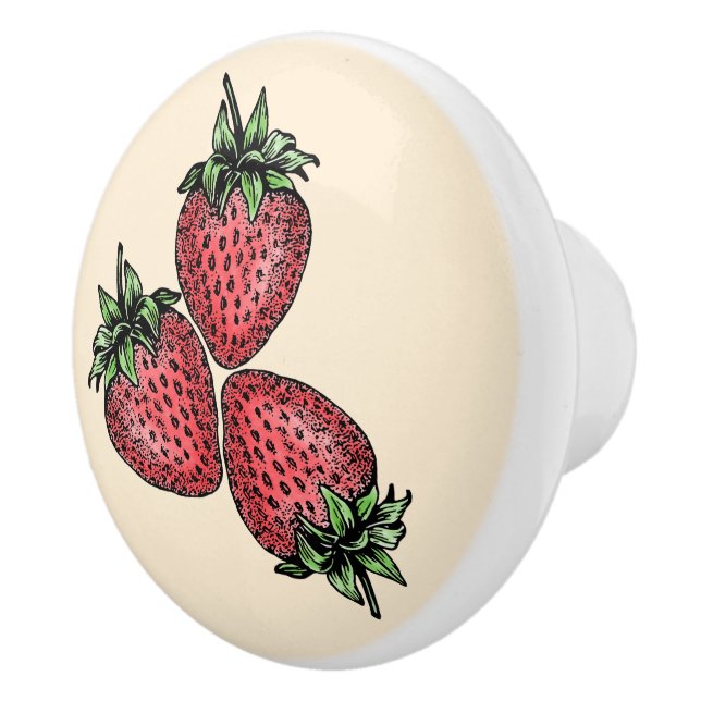 Kitchen Cabinet Drawer Makeover 3 Strawberries Ceramic Knob (Right)