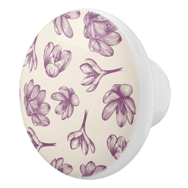 Kitchen cabinet knobs: Floral and Burgandy Ceramic Knob (Right)