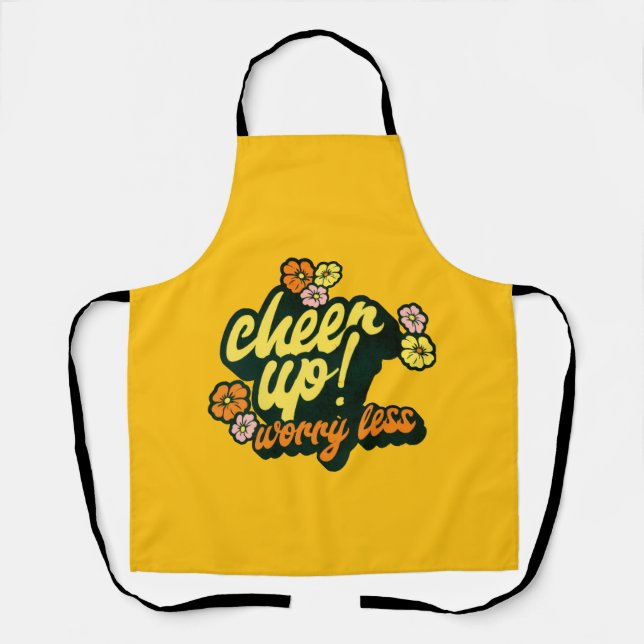 KITCHEN CHEER UP WORRY LESS APRON  (Front)