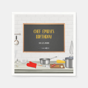 Kitchen Chef Cooking Birthday Party Napkin