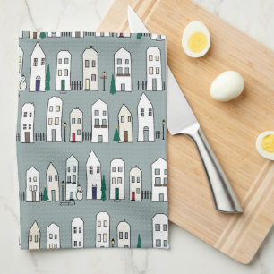 Kitchen Christmas Village Tea Towel