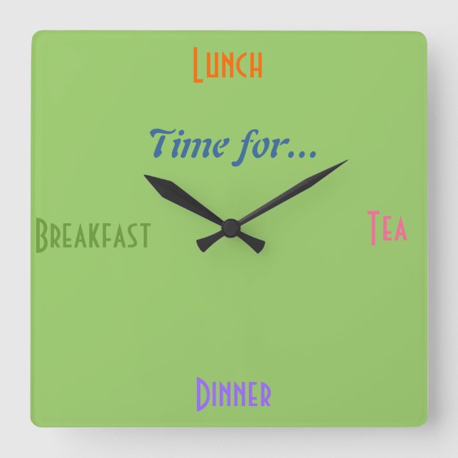 Kitchen Clock~A gift for Foodies Diner Restaurant Square Wall Clock (Front)
