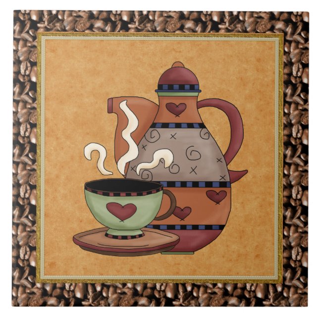 Kitchen Coffee cartoon fun tile (Front)